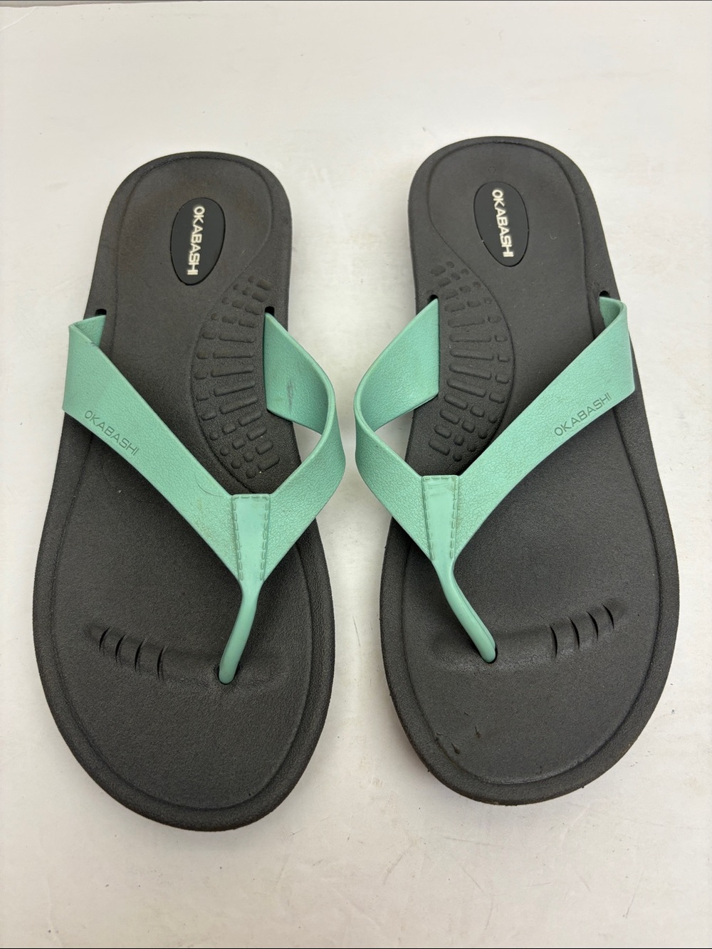 Okabashi Women Mint Green Strap Flip Flops, SZ 8, box 60